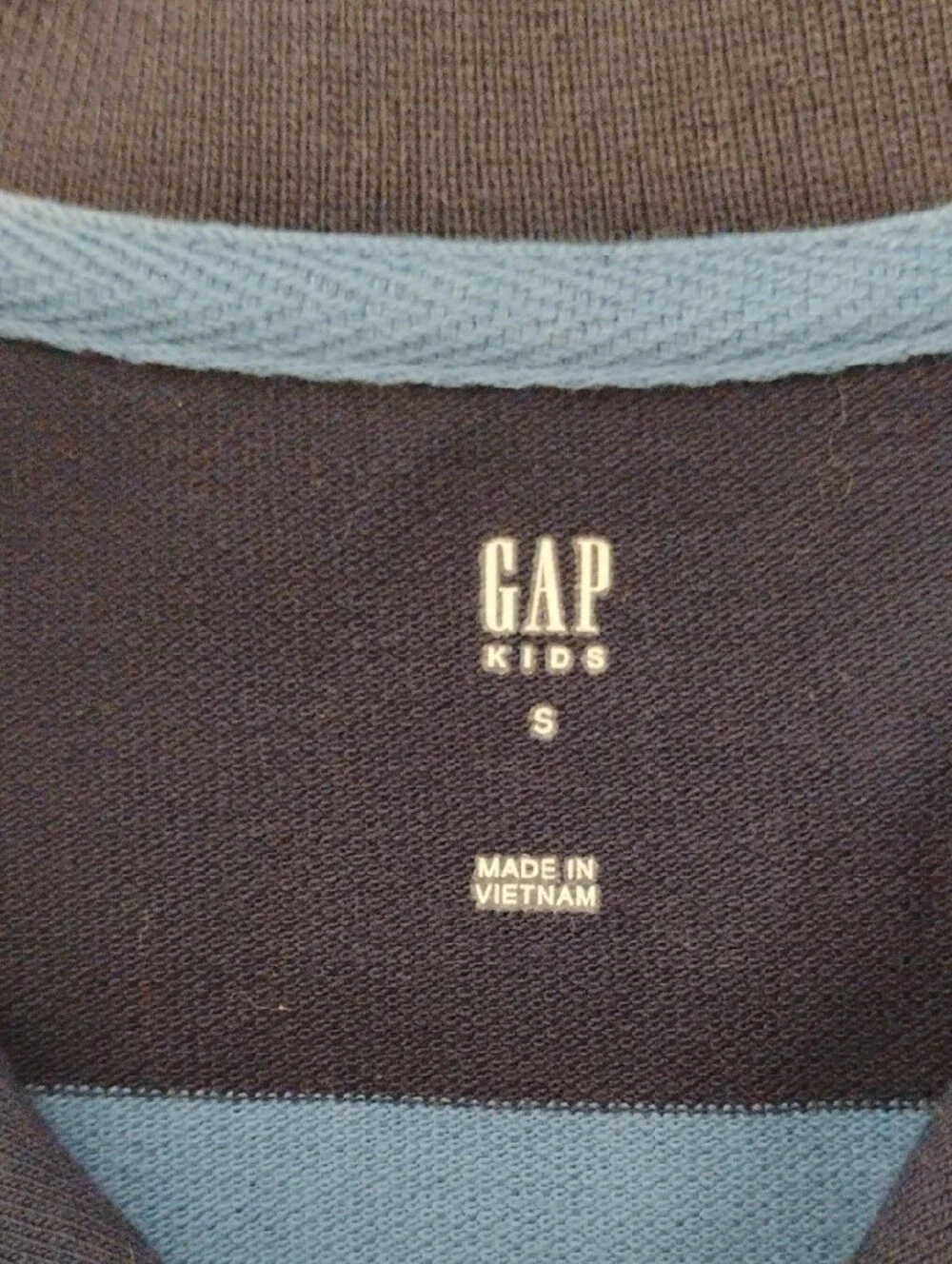 Gap Kids Boys Striped Polo Shirt Short Sleeve Navy Blue White Size S Small 6